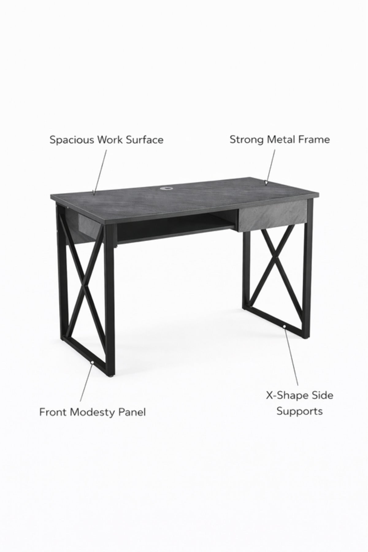 Modern Grey Office Desk with Metal Frame 100 _ 50 75 cm modern grey office