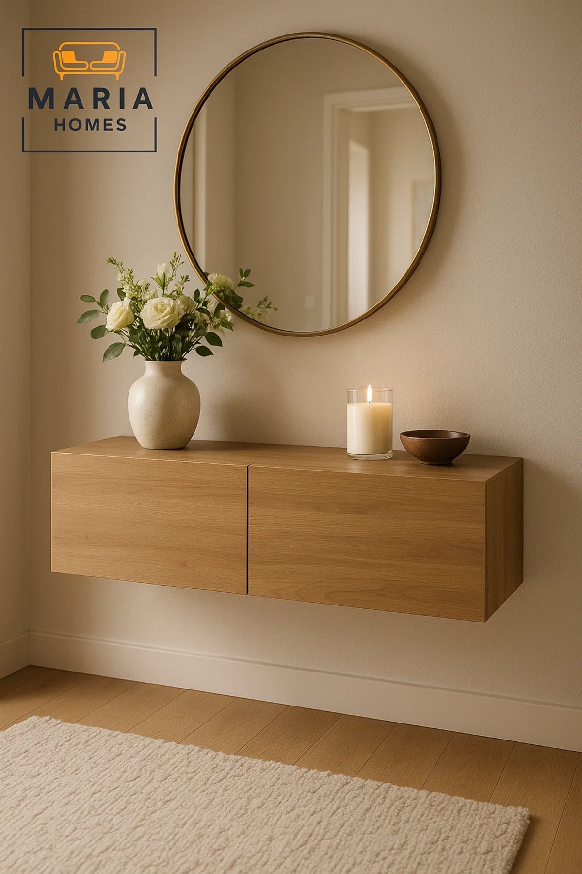 Wall-Mounted coffee console Cabinet Ð 120x40x30 cm, Brown Finish