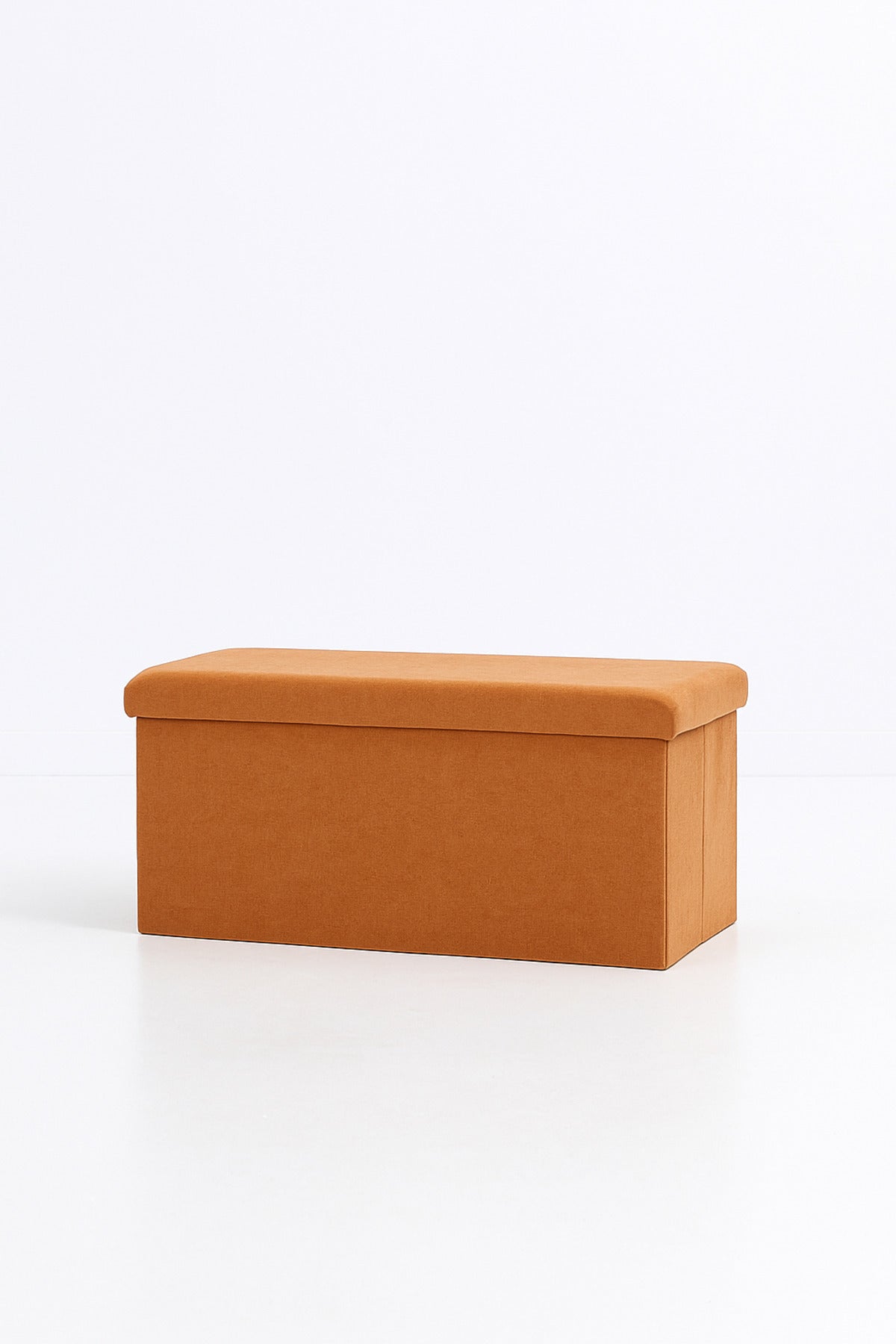 Orange Foldable Storage Ottoman Bench 76_38_38 cm Ð Stylish Fabric Seat with Hidden Storage Box