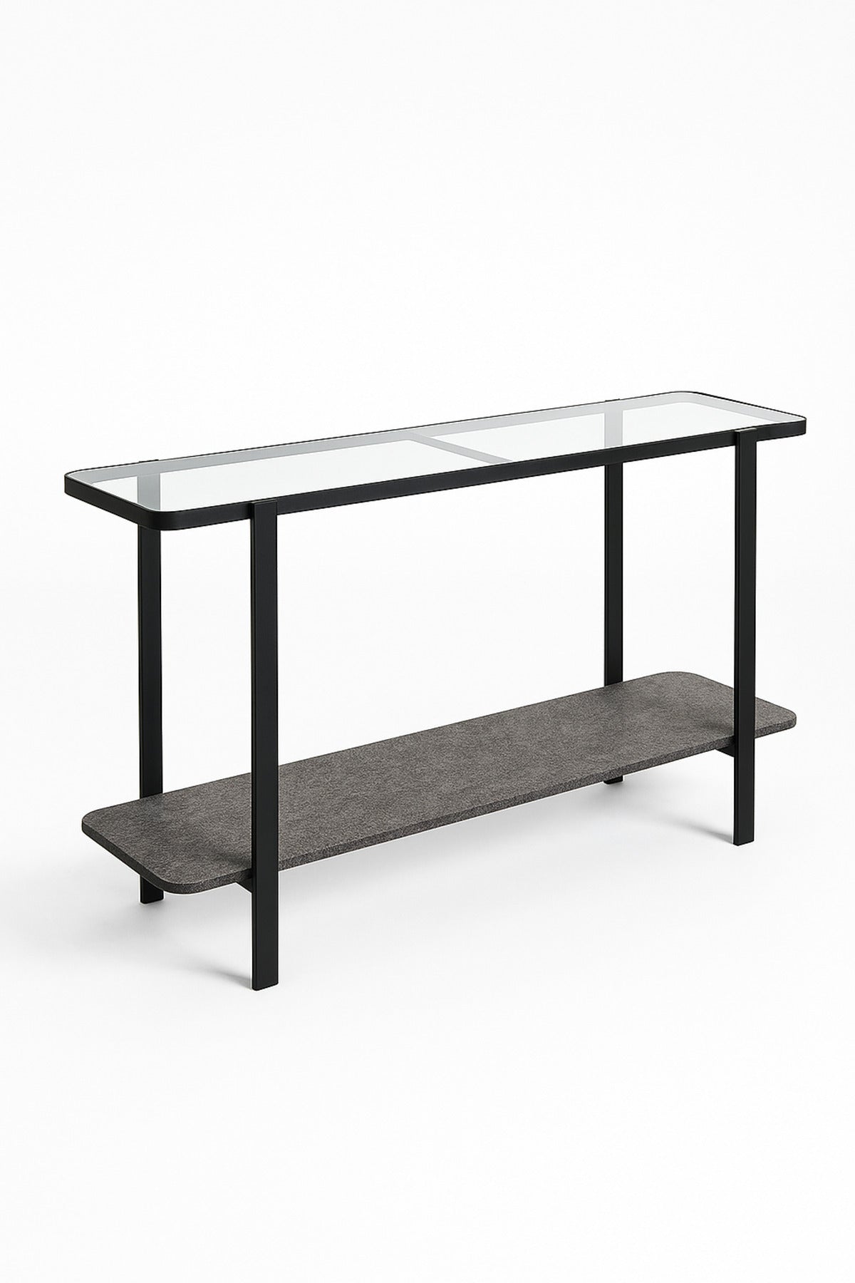Modern Glass Console Table with Black Metal Frame & Bottom Shelf Ð 140_40_80 cm