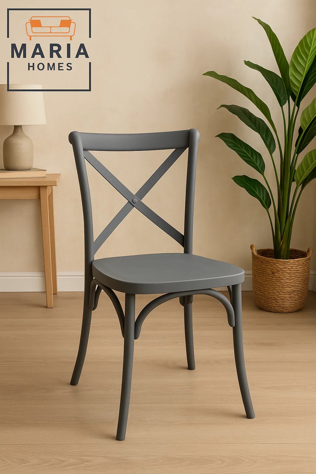 Gray Cross Back Dining Chair Ð Durable Plastic Chair for Kitchen, CafŽ, Garden or Event Seating