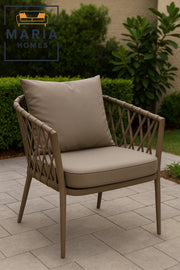 Gray Outdoor Rope Accent Chair with Cushions Ð Modern Patio & Balcony Seating