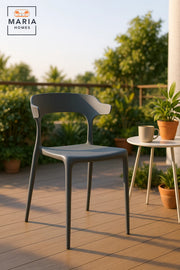Grey Plastic Dining Chair Ð Modern Lightweight Armless Chair for Indoor and Outdoor Seating