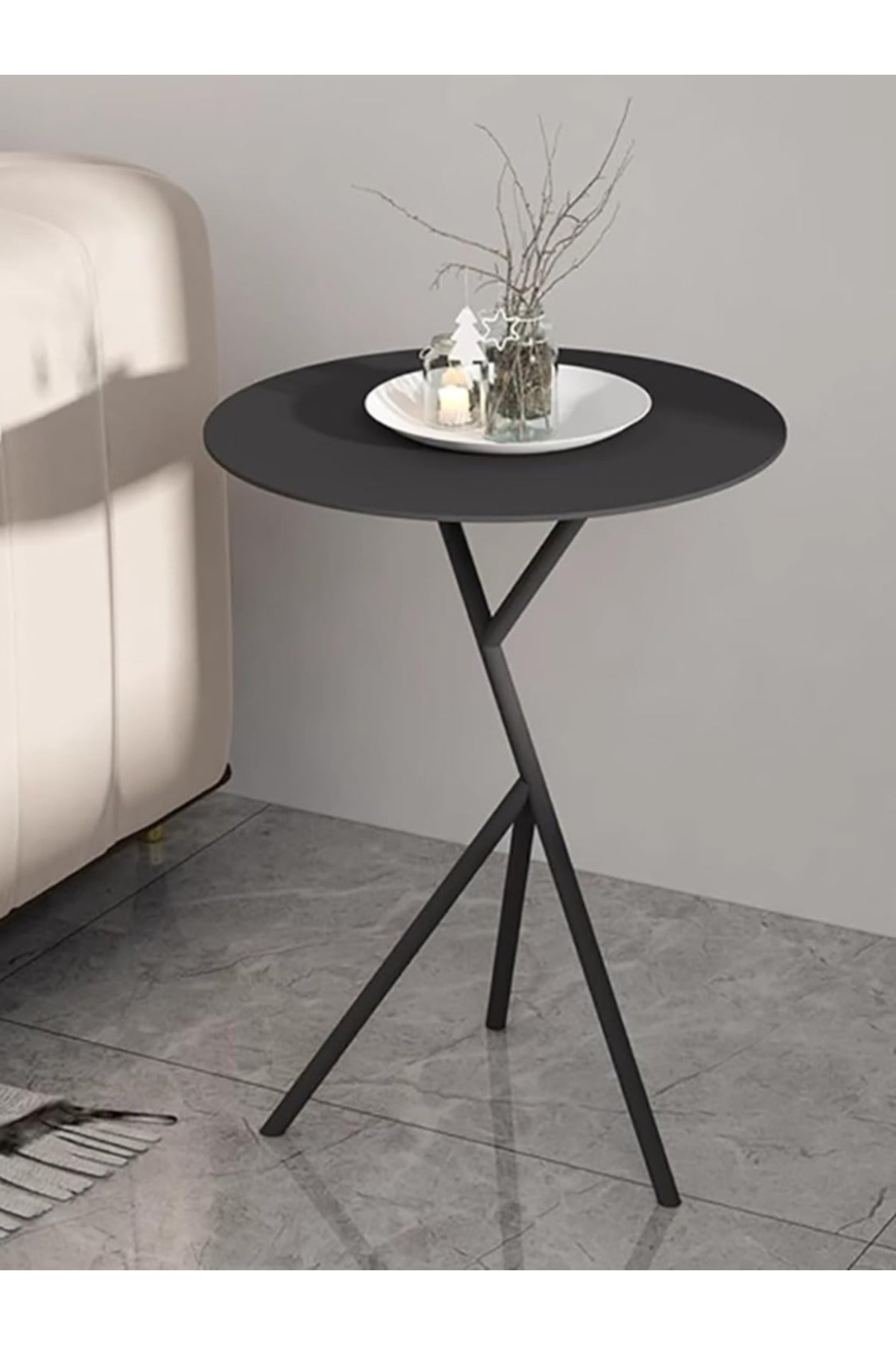 Modern Metal Side Table Black | Elegant & Sturdy Accent Table 45x45x56cm