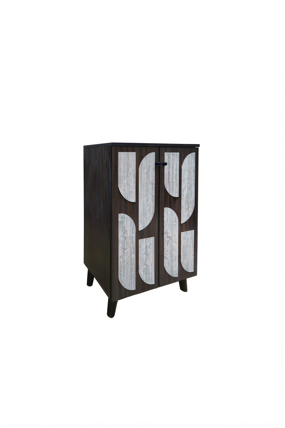 Brown & Grey Shoe Cabinet 60_34_91 cm √ê Modern Shoe Organizer with Decorative Doors