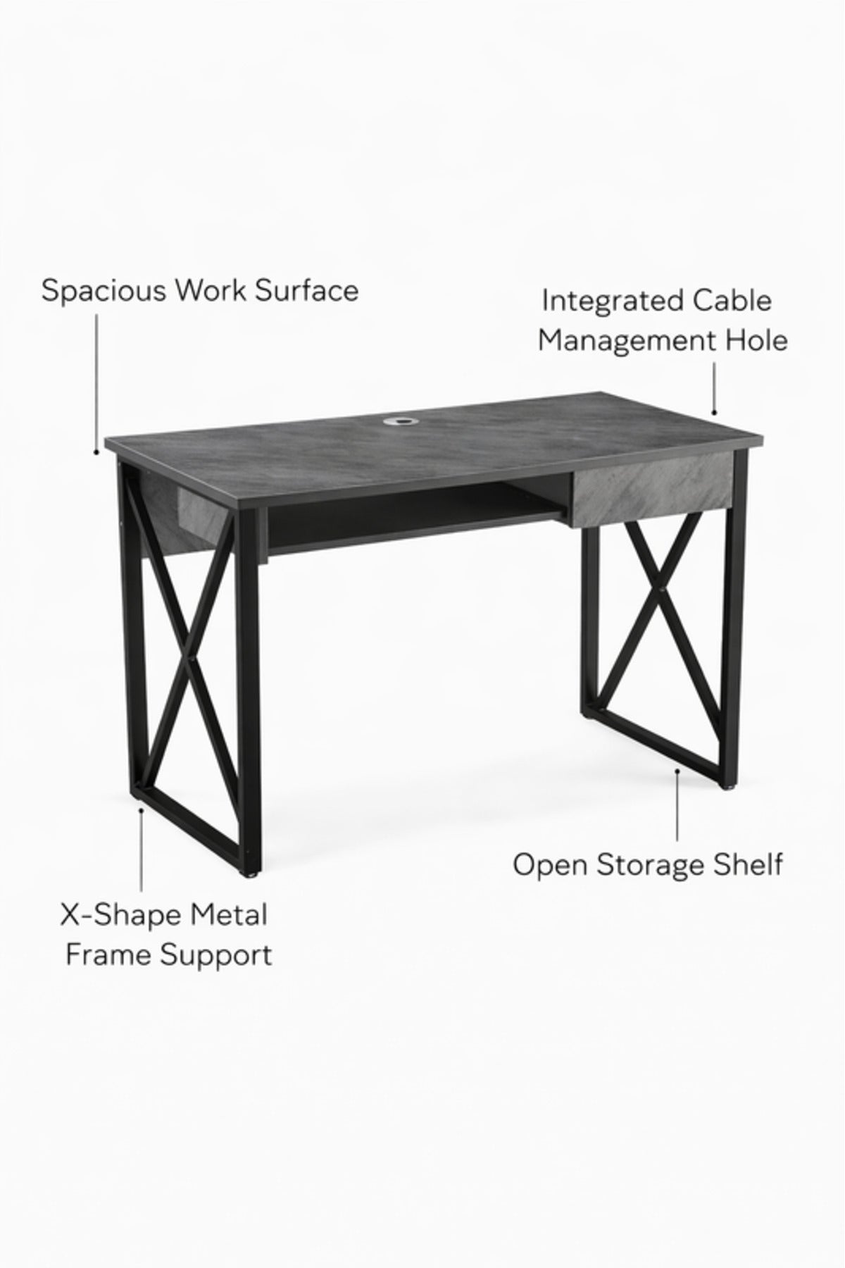 Modern Grey Office Desk with Metal Frame modern grey office