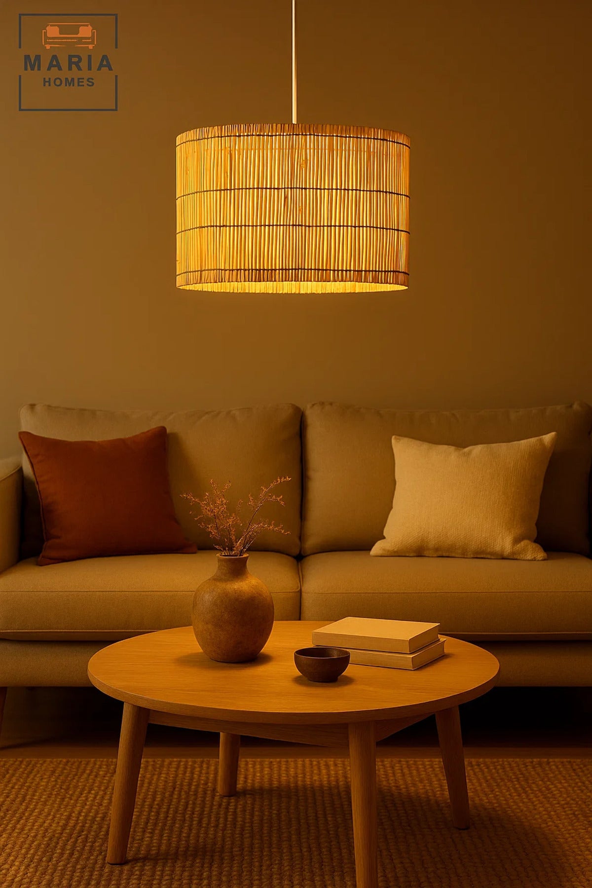 Cylindrical Bamboo Pendant Light