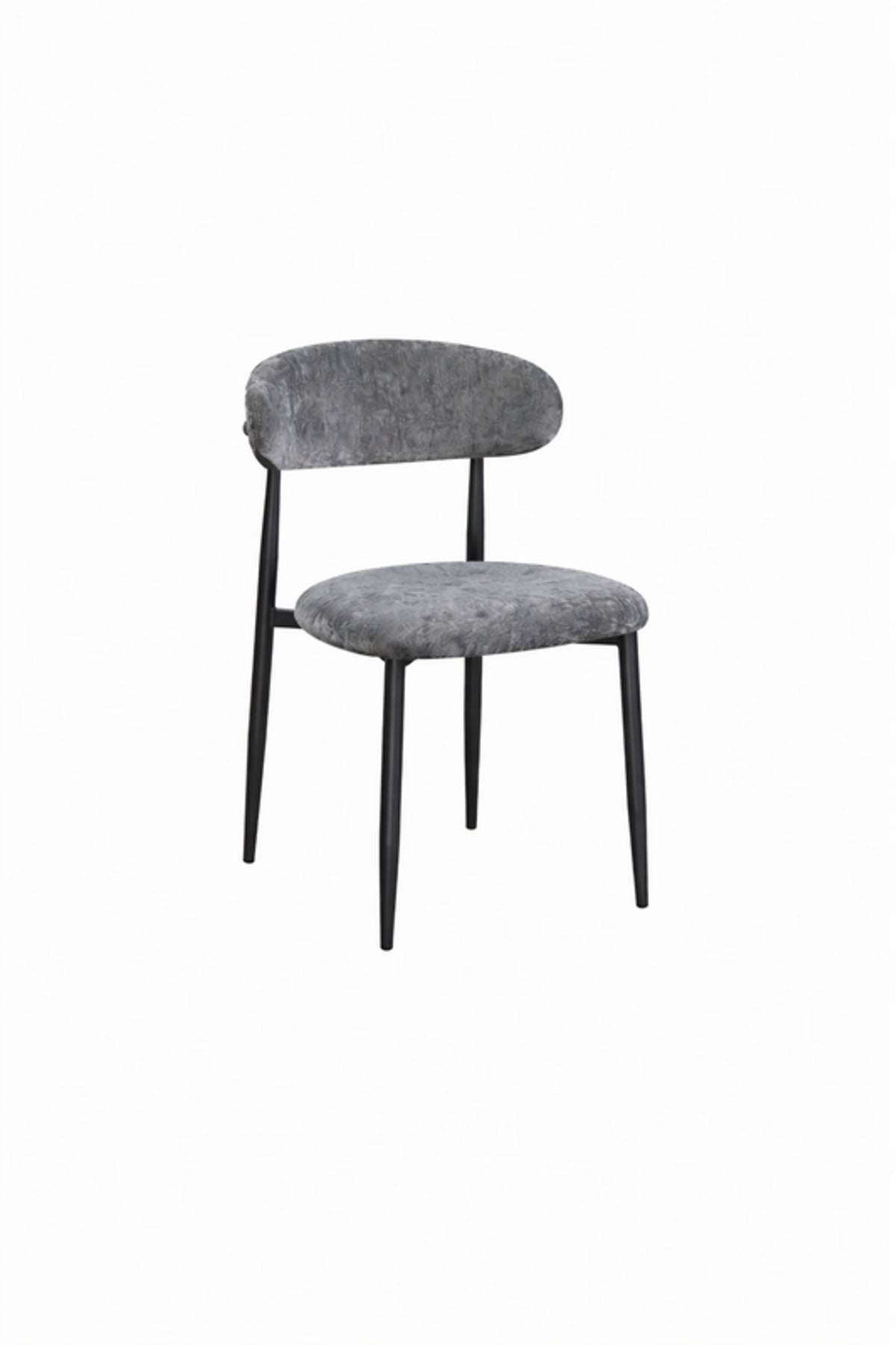 Dark Grey Velvet Chair with Black Metal Legs, 79x47x48 CM dark grey velvet Kitchen