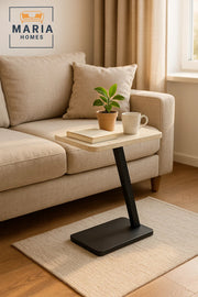Modern Beige Marble C-Shaped Side Table 40_25_60 cm Ð Sofa Laptop & Snack Table