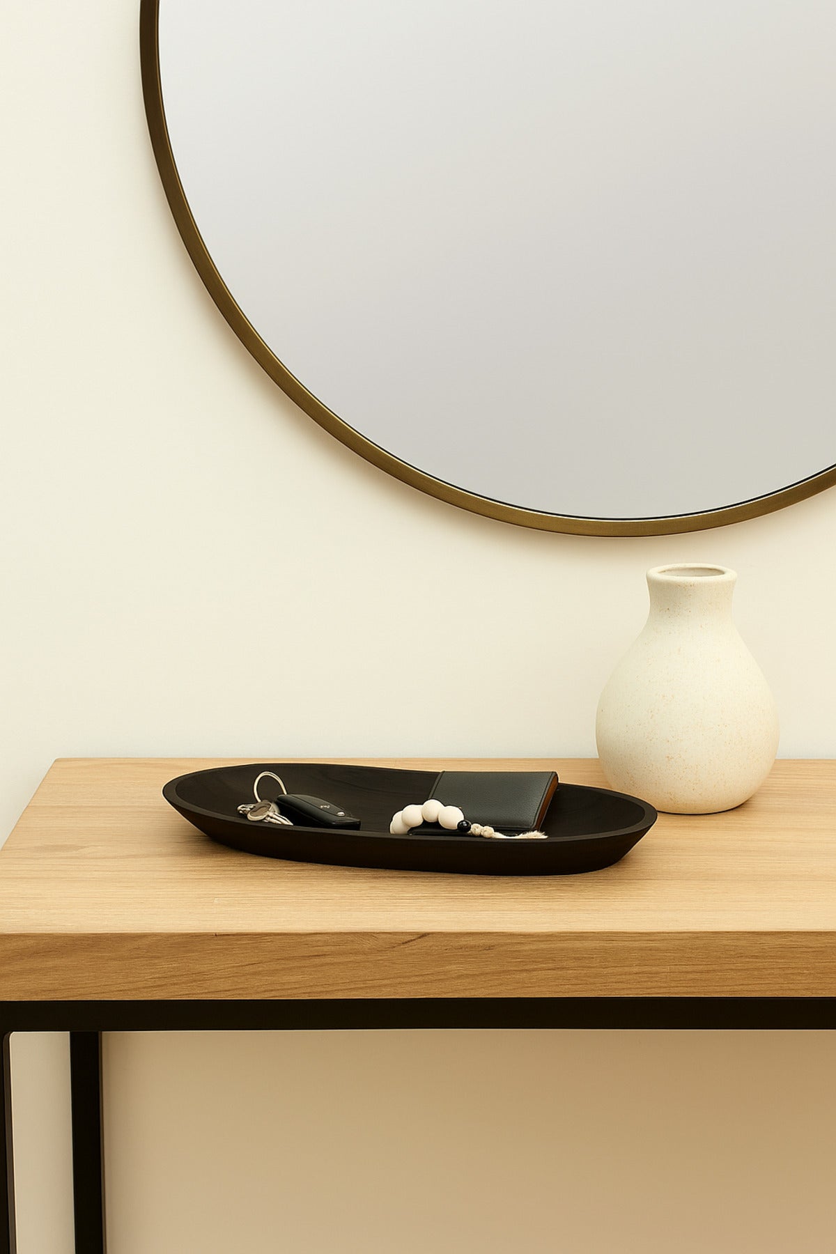 Black Wooden Elongated Decorative Tray Ð Modern Table Centerpiece