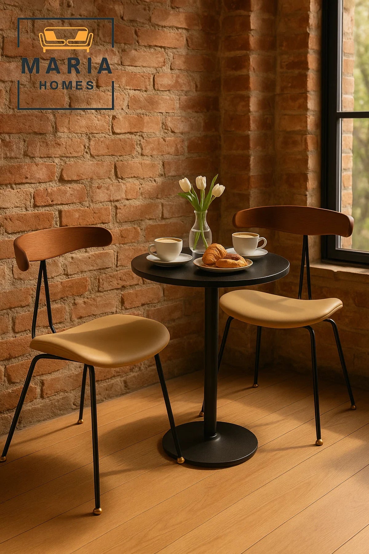 Modern Mid-Century Dining Chair with Curved Back