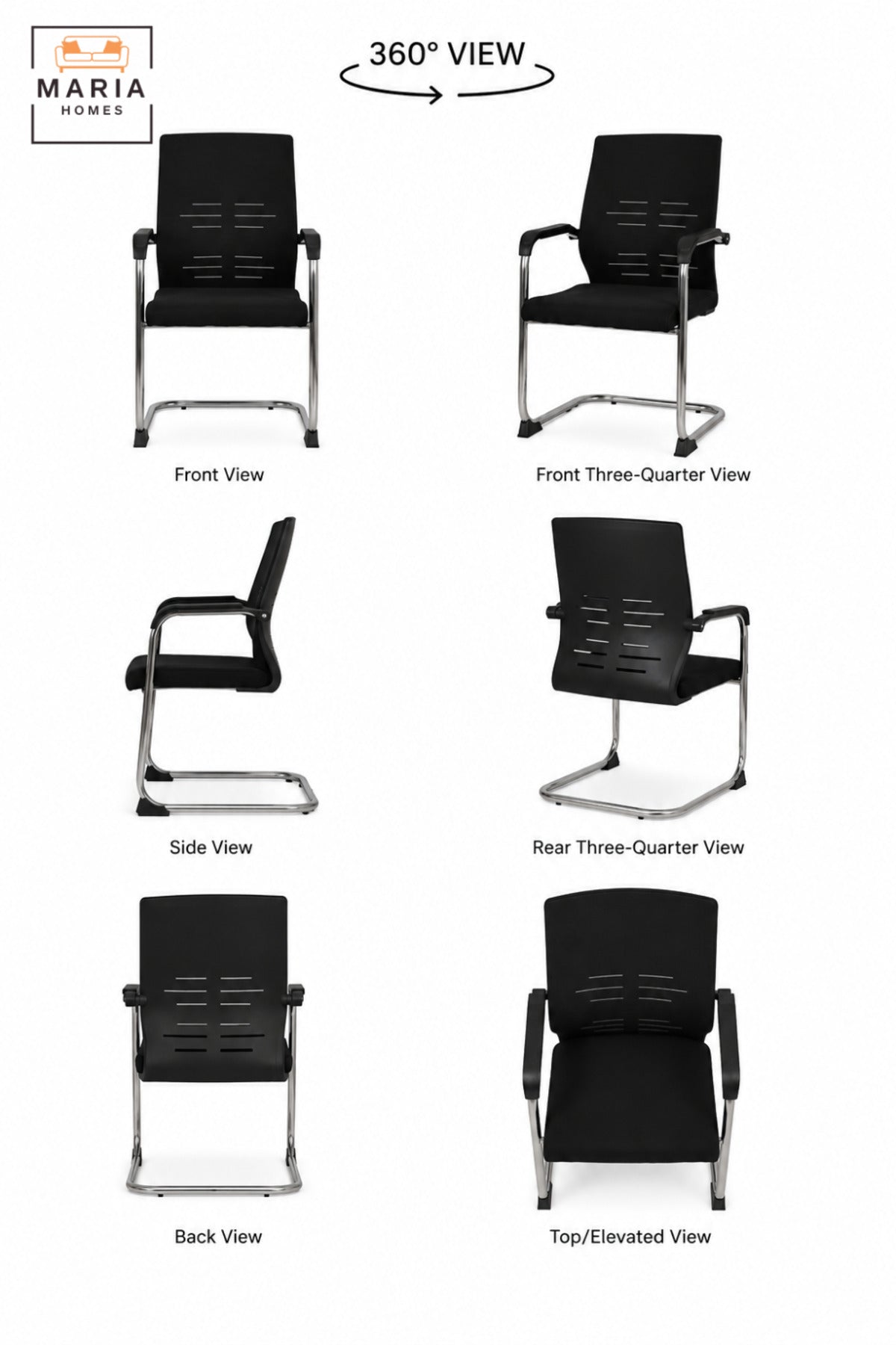 Modern Office Visitor Chair with High Back, Armrests, Padded Seat, Cantilever Base, Ergonomic Guest Seating for Office, Meeting & Reception Areas