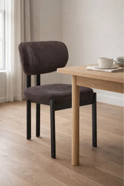 Dark Grey Upholstered Chair with Black Metal Legs, 80x49x48 CM dark grey upholstered