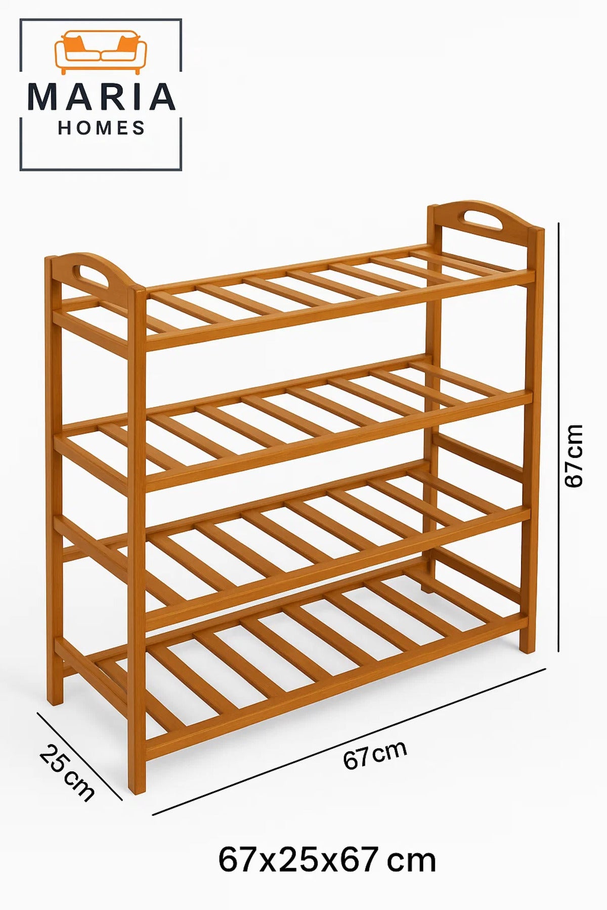 4-Tier Wooden Shoe Rack Organizer for Entryway, Closet or Bedroom Ð Compact and Sturdy Design