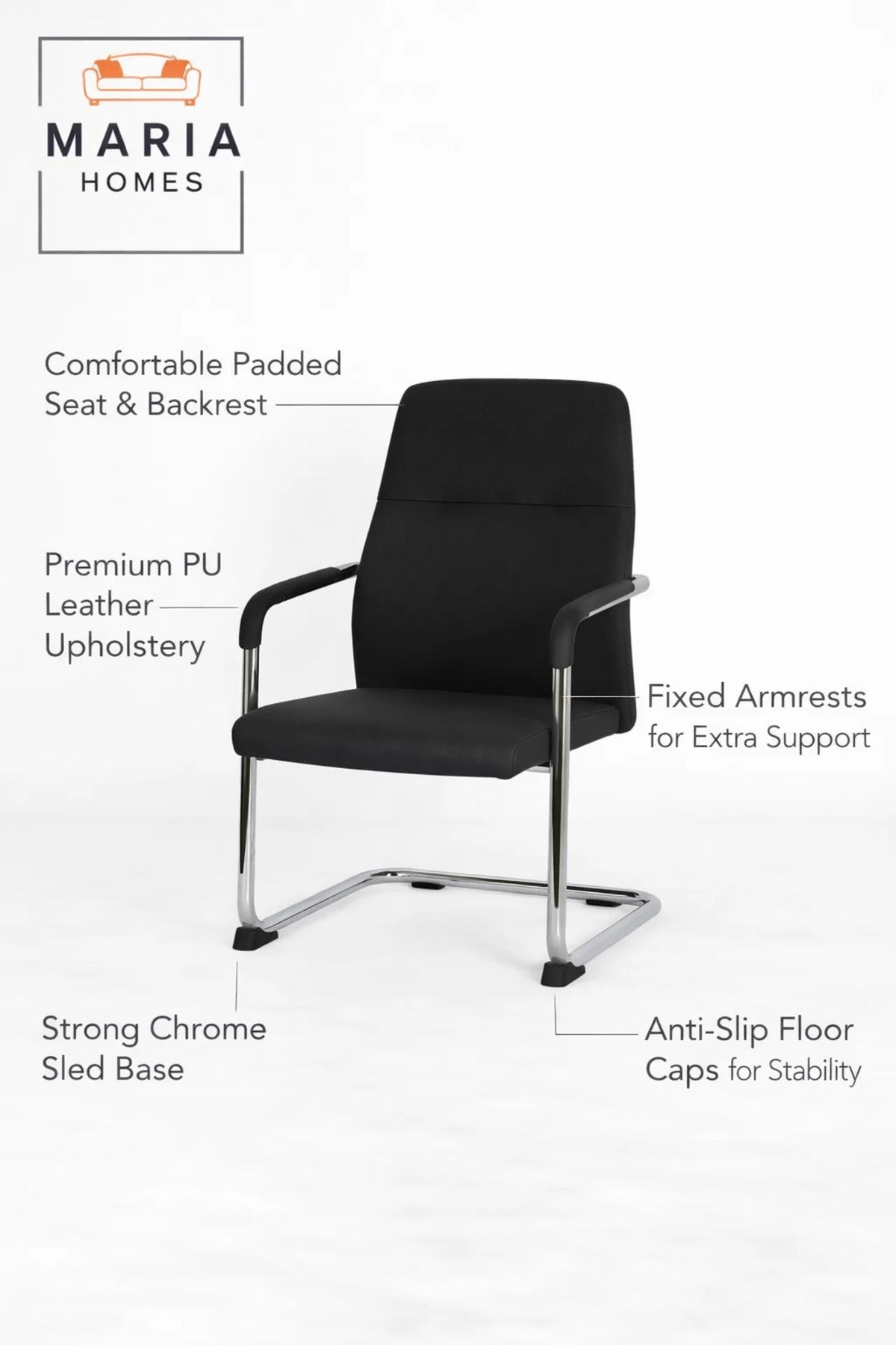 Black Visitor Chair with Armrests Ð Comfortable Office Guest & Waiting Chair