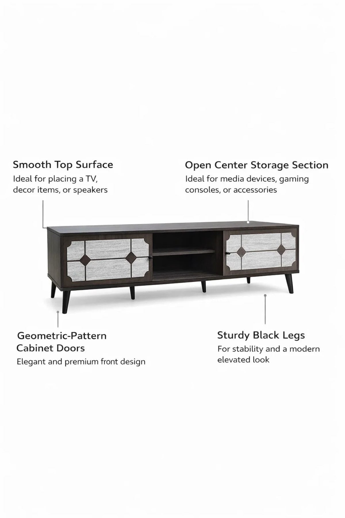 Modern Brown Wood TV Stand 160cm Media Console Entertainment Unit with Storage for Living Room