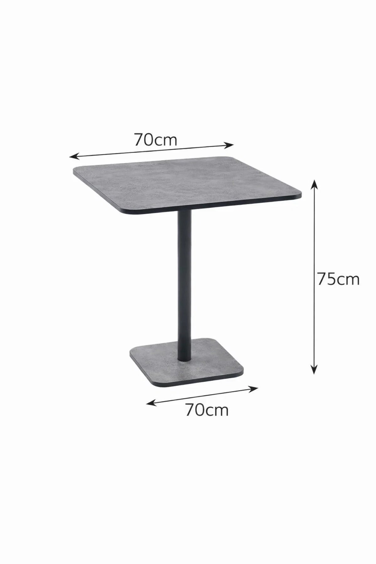 Modern Square Grey Melamine Dining Table with Black Metal Pedestal Base for Stylish Interiors