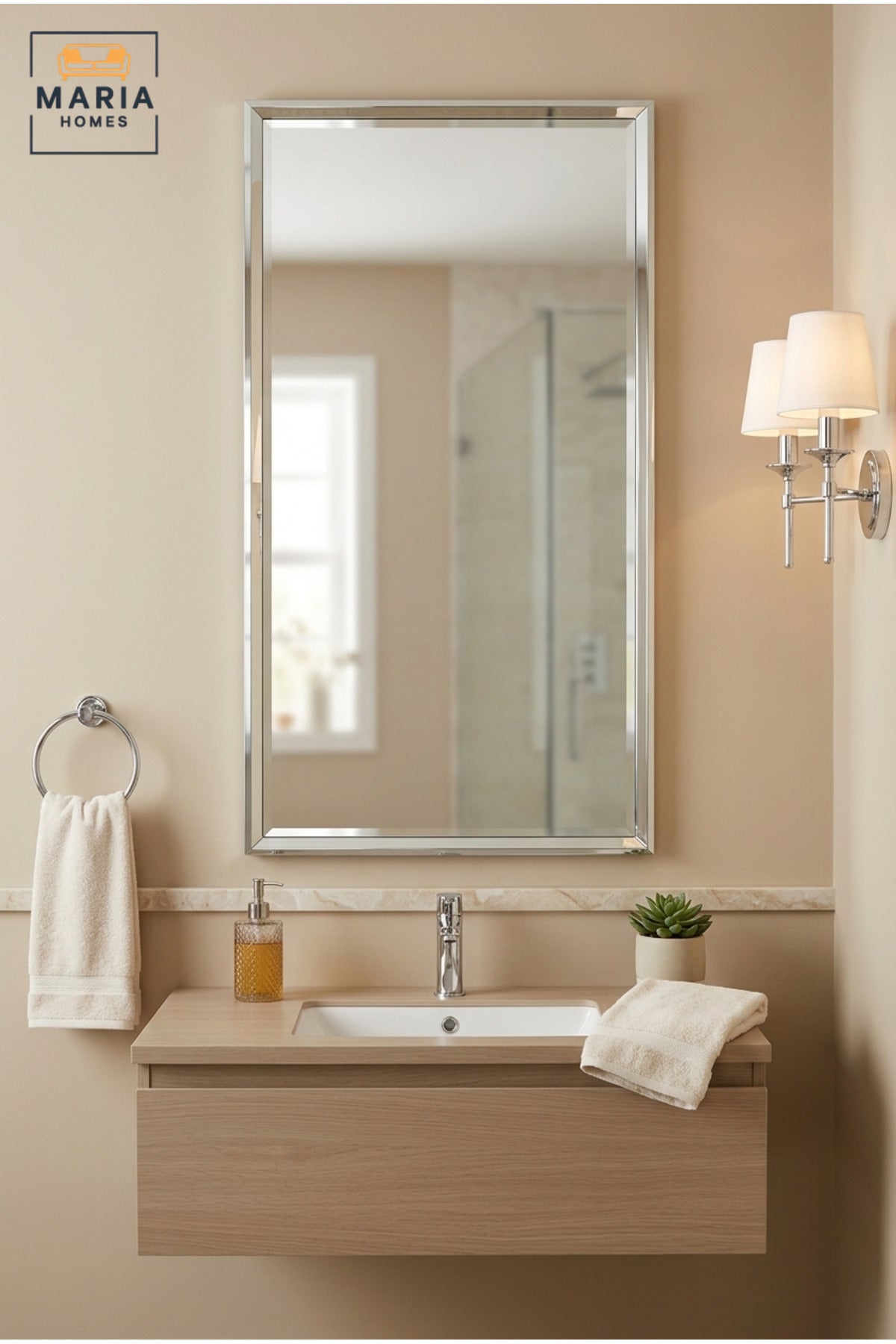 Large Rectangular Framed Wall Mirror 120 × 60 cm with Slim Reflective Border, Modern Full-Length Dressing Mirror for Bedroom, Hallway and Entryway