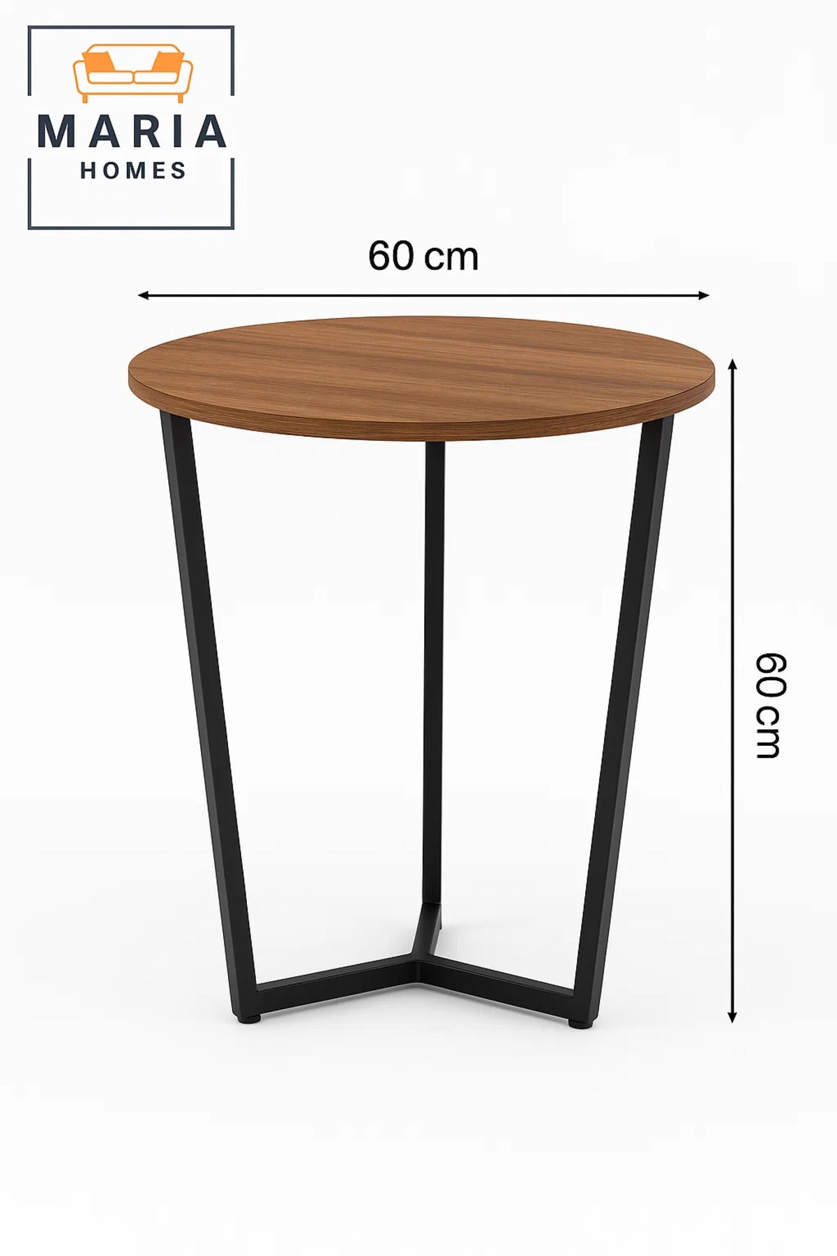 Round Wood Top Side Table with Y-Base Black Frame