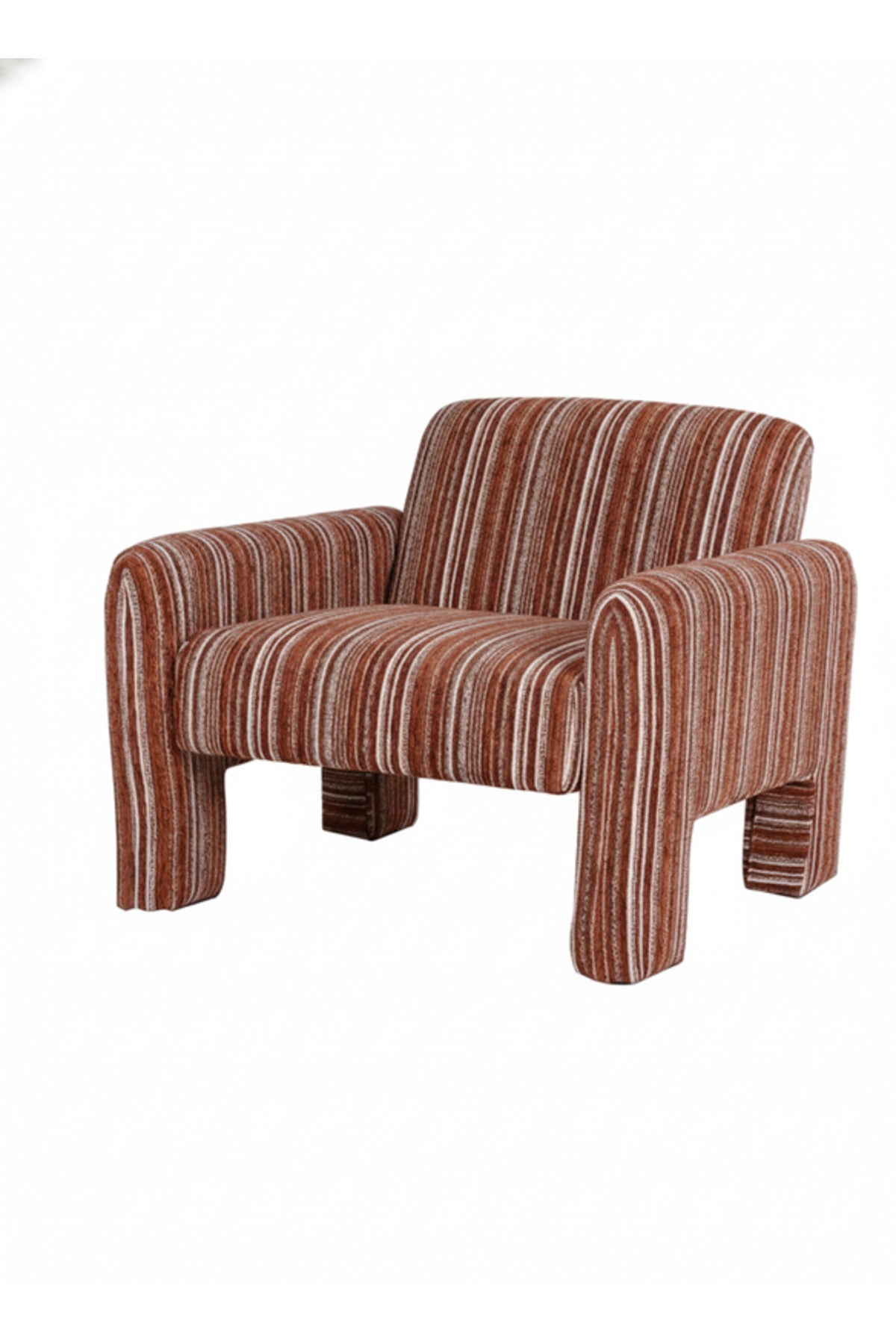 Modern Brown Fabric Accent Armchair Comfortable Upholstered Living Room Chair