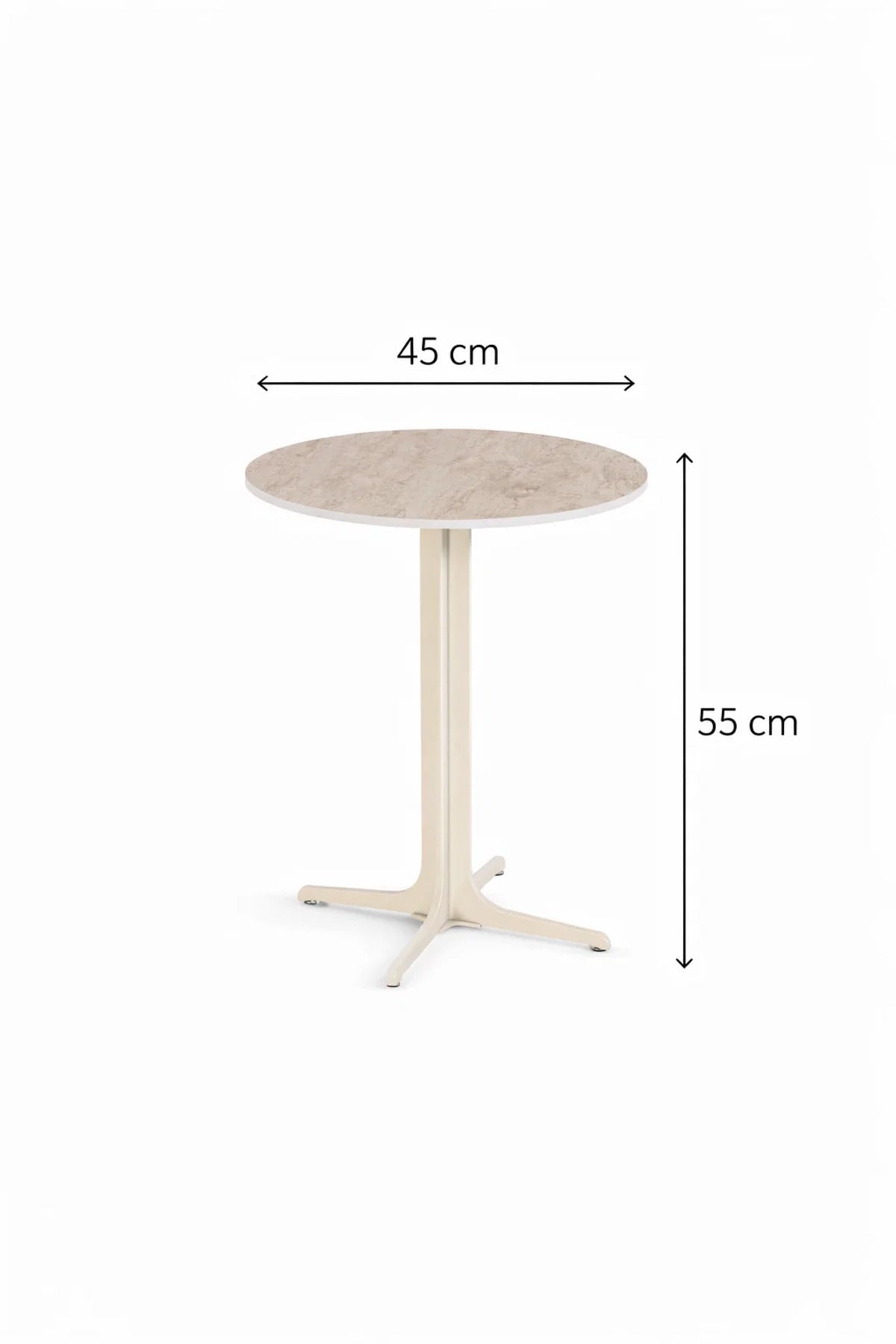 Round Beige Coffee Table Marble Style Top with Metal Base Side Table 45_45_50 cm