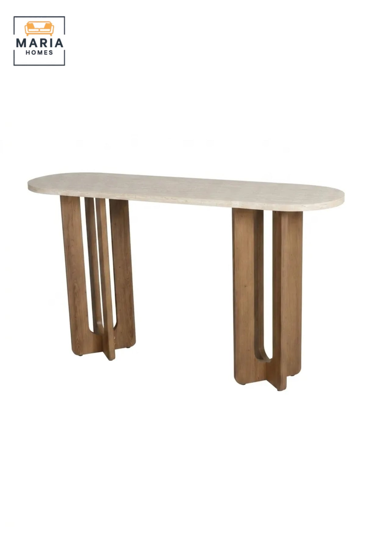 Modern Marble Top Console Table with Wooden Base for Entryway, Hallway & Living Room