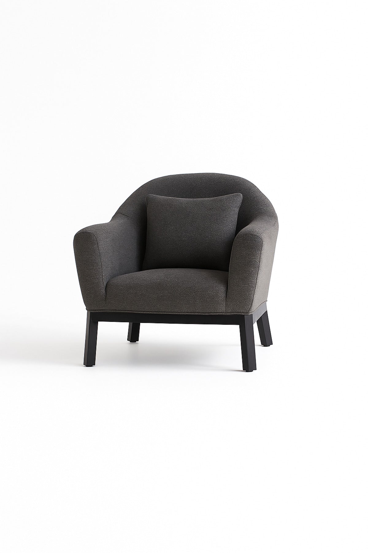 Dark Gray Fabric Armchair Ð Modern Single Seater Lounge Chair with Cushion for Living Room & Office