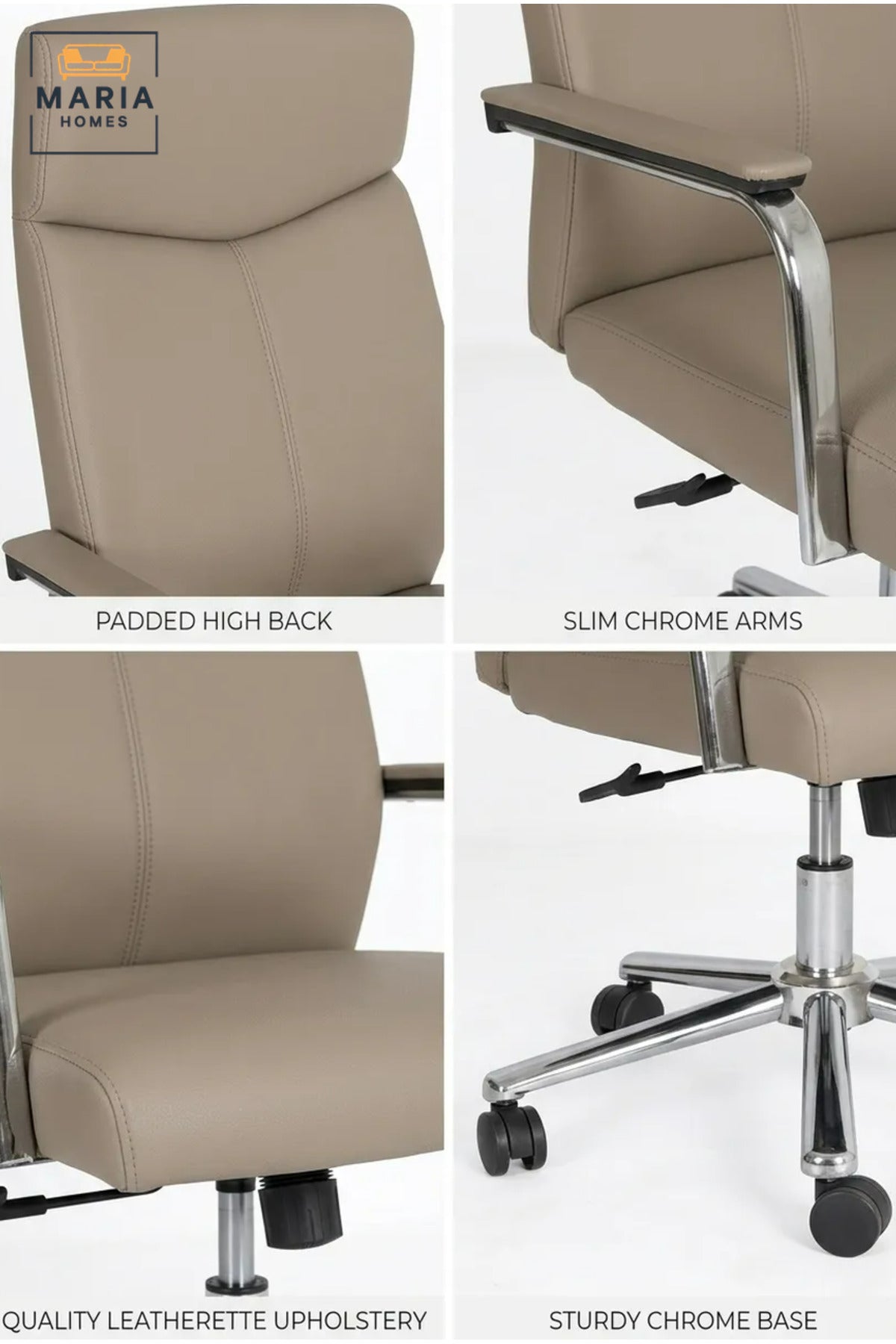 Executive Office Chair with High Backrest, Padded Armrests, Adjustable Swivel Seat and Wheels for Home Office, Study and Meeting Room