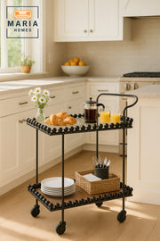 Serving Trolley with Wheels Ð Brown & Black Tea & Coffee Cart for Kitchen & Majlis (70_40_84 cm)