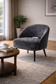 Dark Grey Fabric Accent Armchair 66x57x79cm Modern Lounge Chair dark grey fabric
