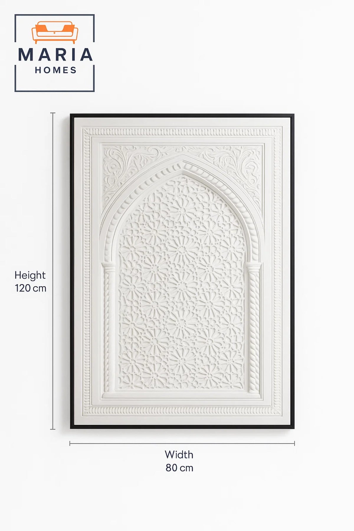 Arabic Geometric Wall Art Panel 120_80 cm √ê Premium White Design