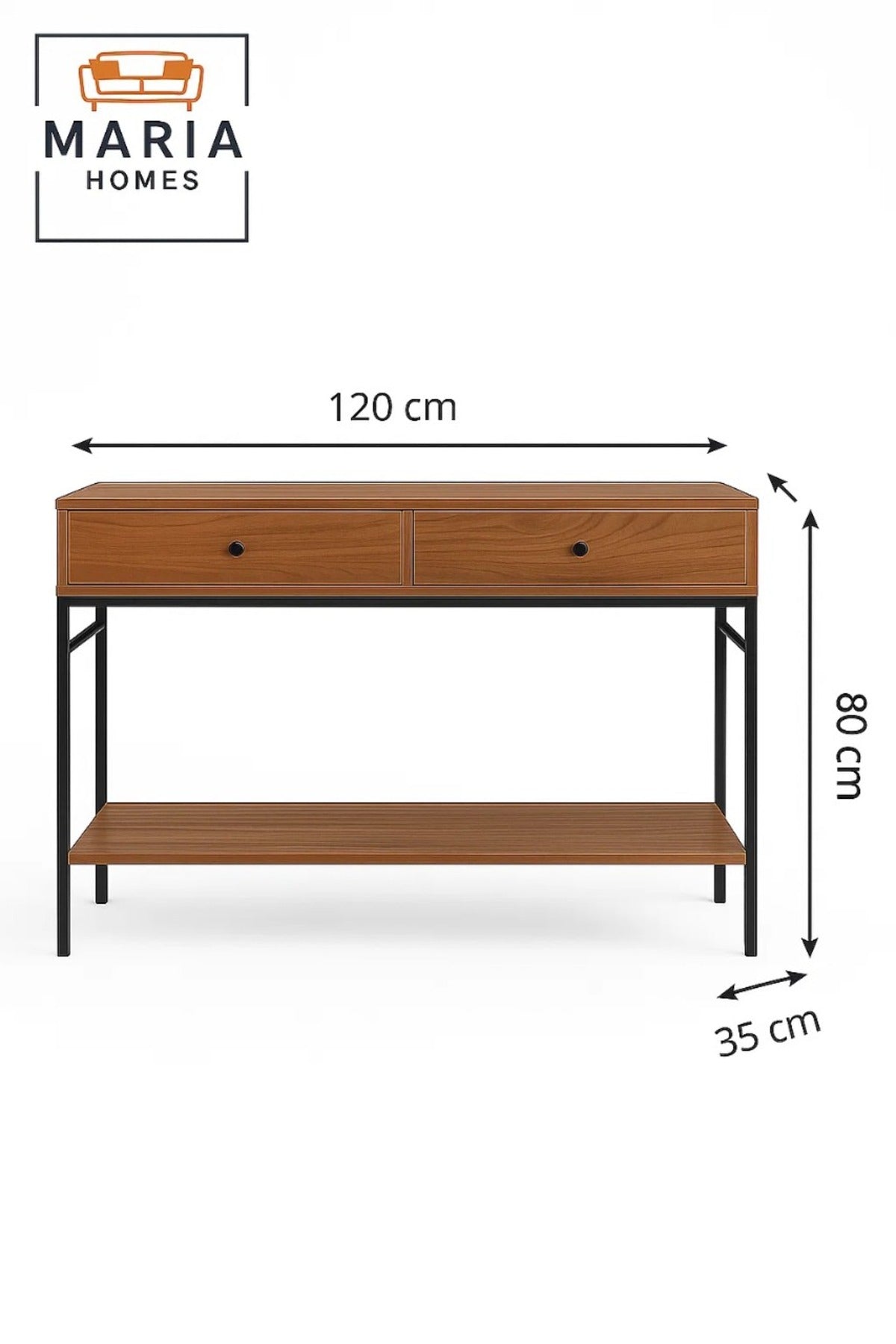 Modern Industrial Console Table with Storage Drawers Ð 120x35x40cm for Entryway or Living Room