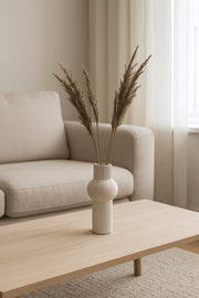 White Ceramic Vase Ð Tall Ribbed Modern Decorative Vase