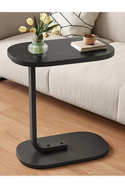 C Shaped Side Table with Metal Frame Coffee Bed Couch End Table Laptop Holder Table for