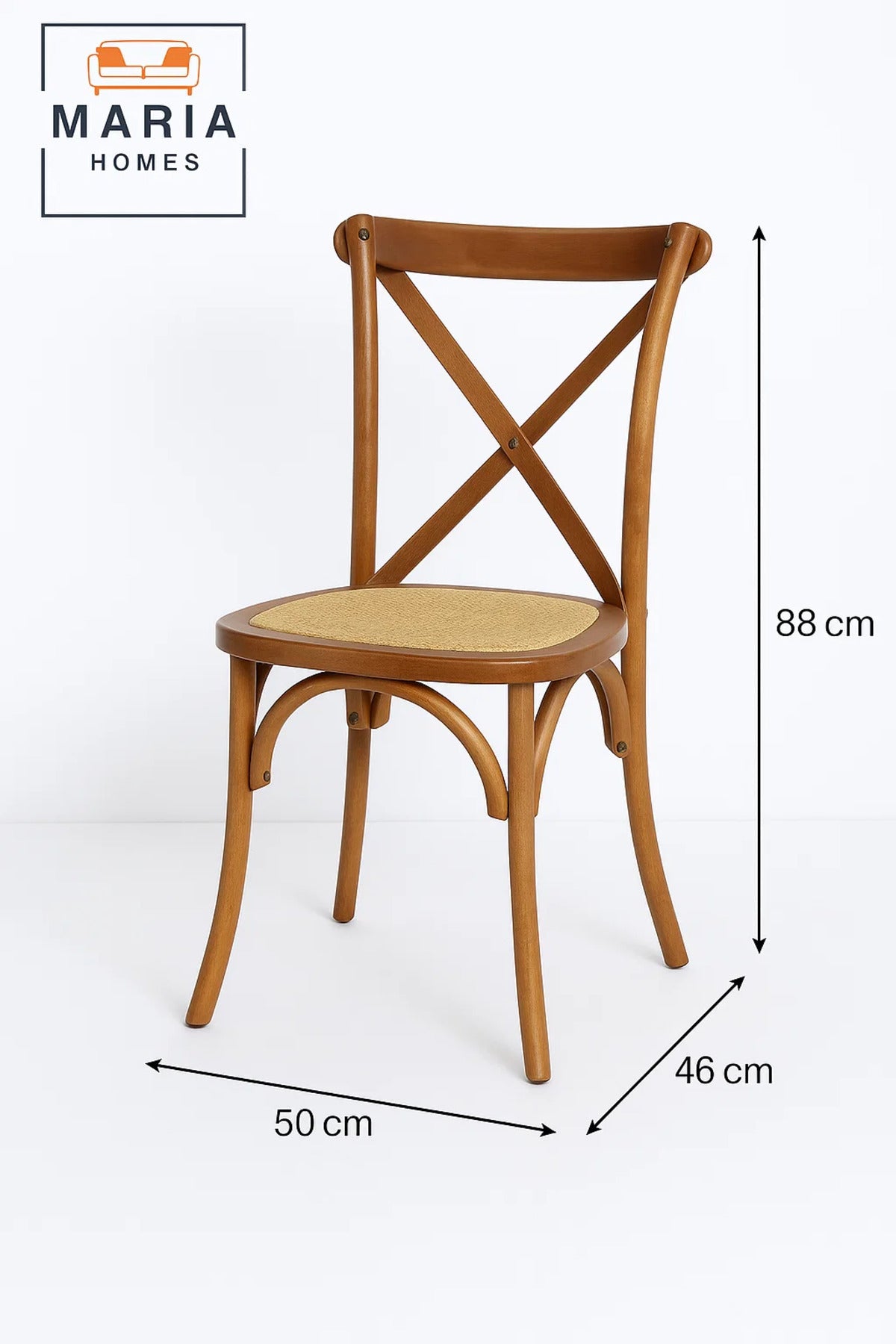Rustic Wooden Cross Back Chair with Woven Rattan Seat Ð Classic CafŽ & Dining Room Seating