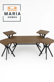 Folding Coffee Table Set with Walnut Finish & Metal Base