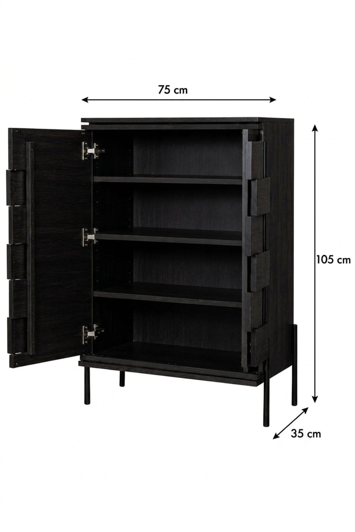 Modern Black Accent Cabinet with 3D Woven Door Design √ê Decorative Storage Cabinet for Living Room, Entryway & Dining Room