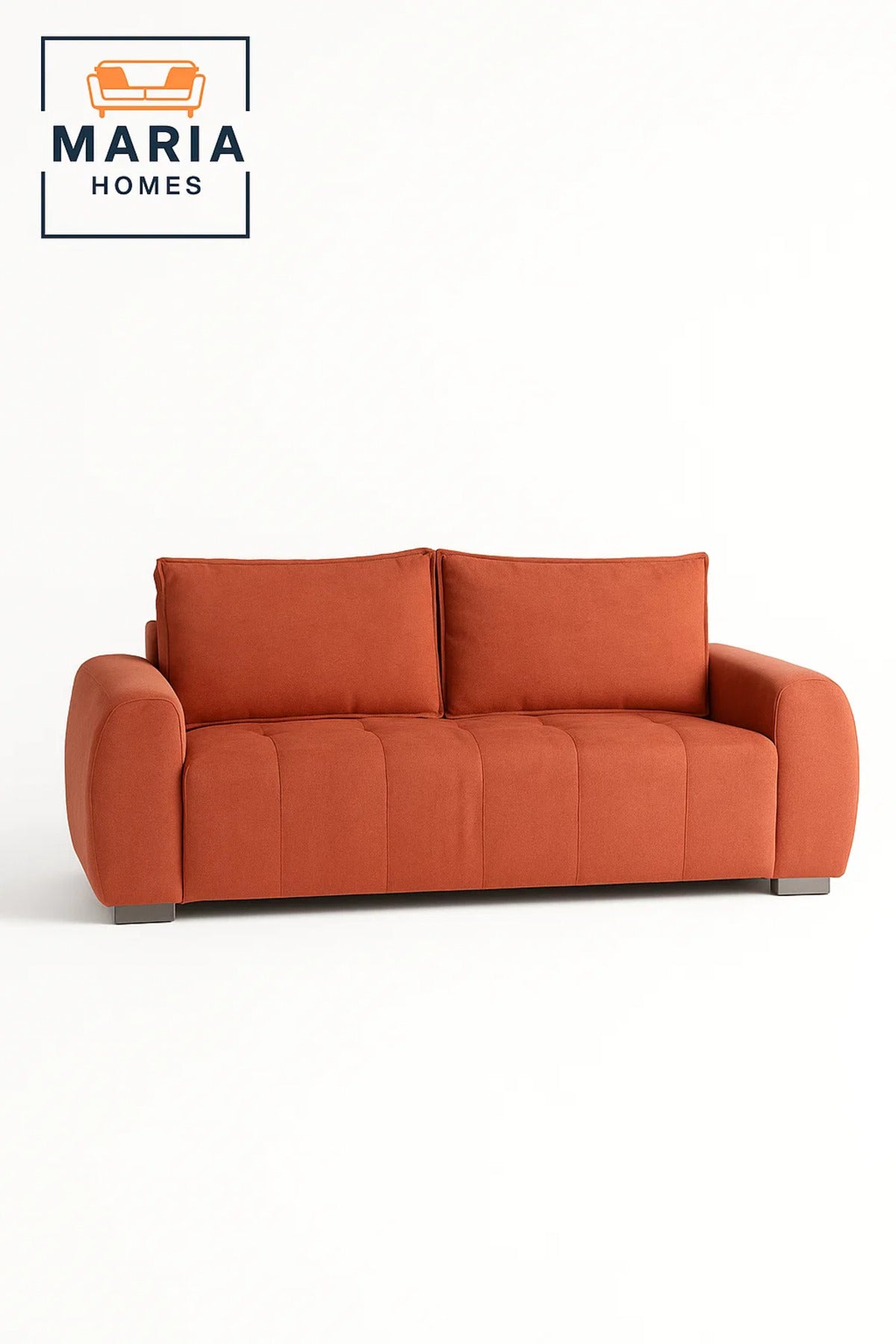 Modern Orange 3 Seater Sofa Ð Comfortable Living Room Couch with Soft Fabric Upholstery
