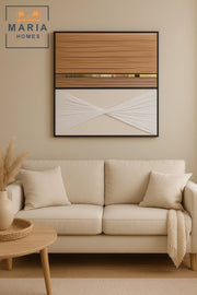 Beige White and Gold Textured Wall Art Ð Modern Luxury Geometric Decor for Home & Office-100*100CM