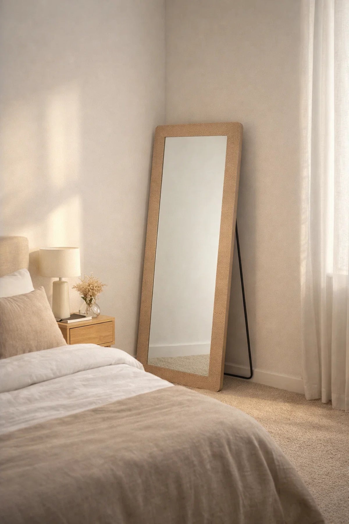 Full Length Standing Mirror Light Brown Frame 160x60cm for Bedroom