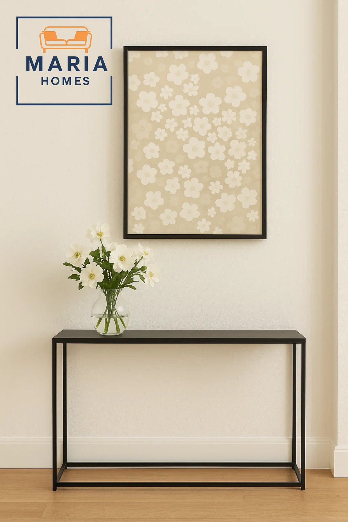 Textured Floral Wall Art in Soft Beige and White Tones-size80*120 CM
