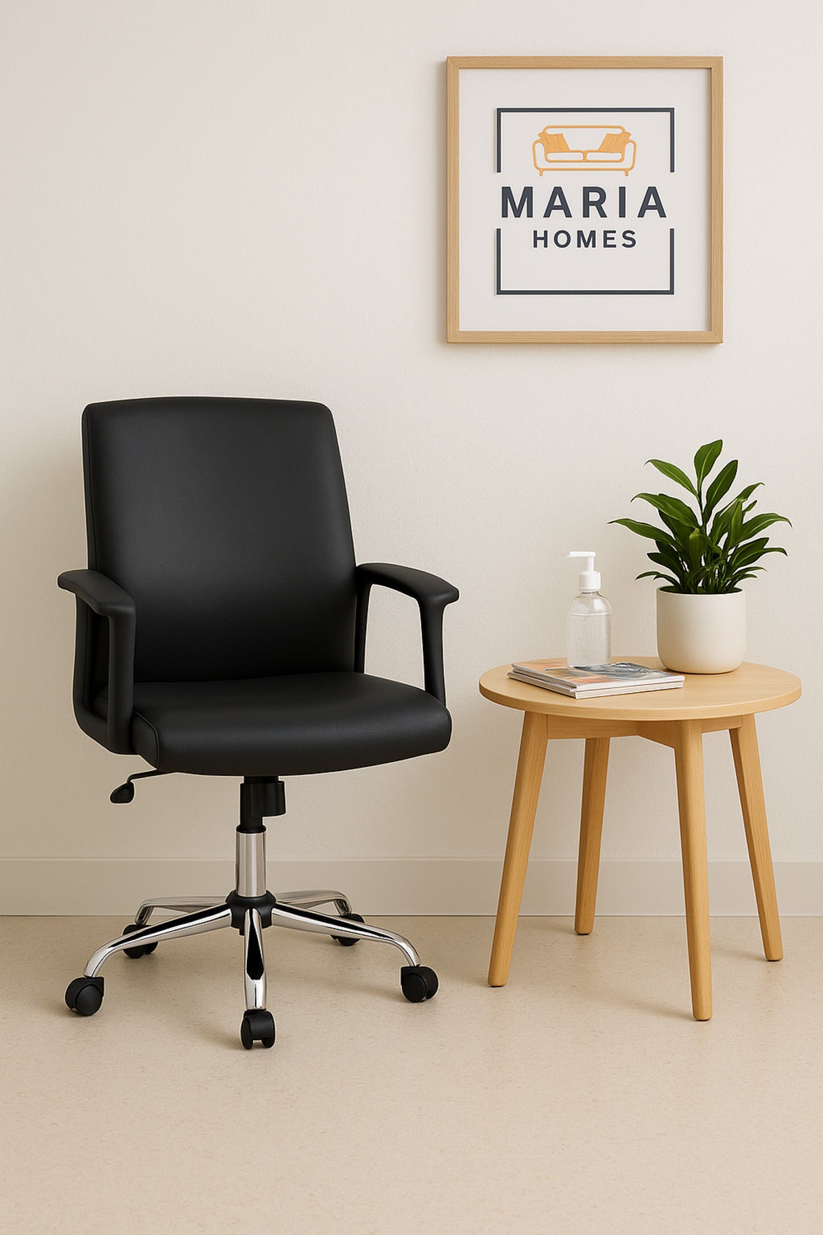 Black Ergonomic Office Chair with Wheels Ð Adjustable Height & Armrests