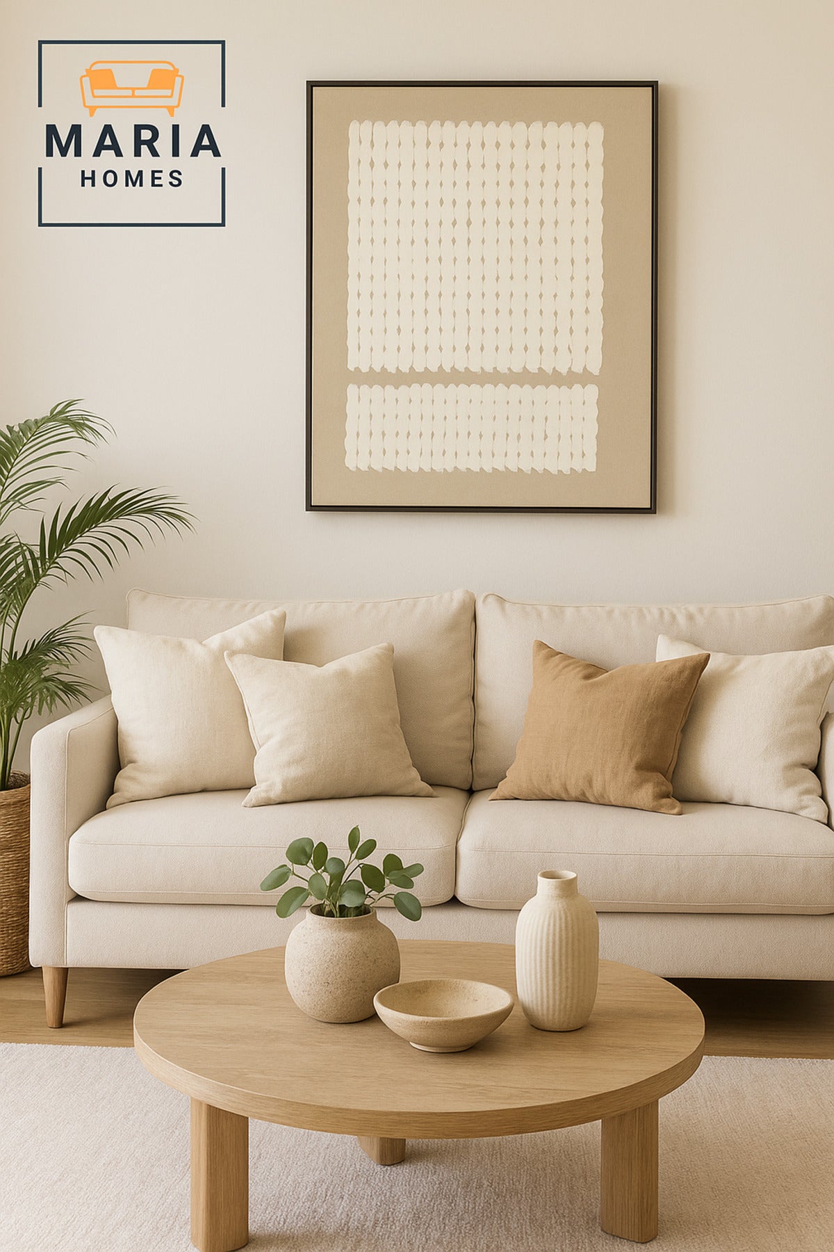 Large White & Beige Minimalist Pattern Wall Art Ð Framed Canvas 120_80 cm