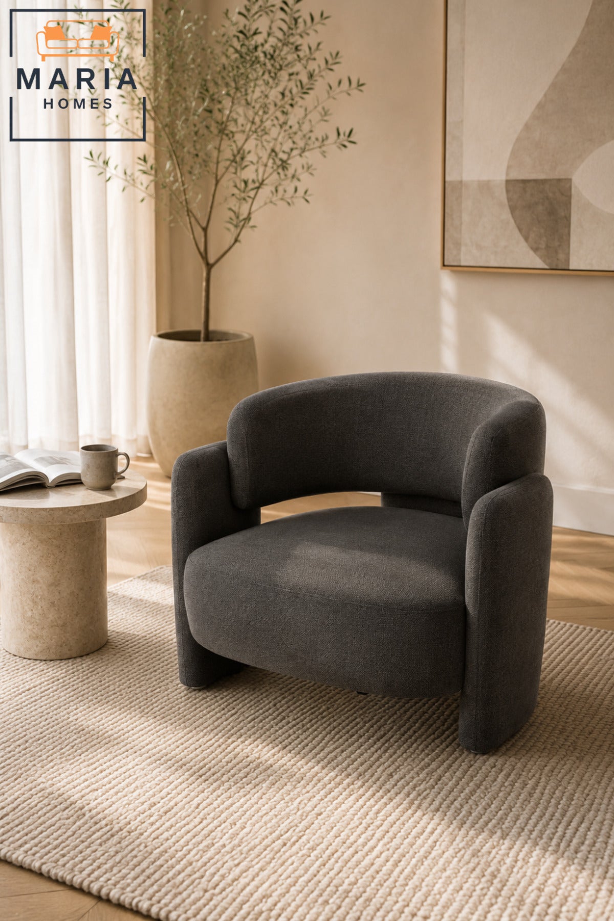 Dark Gray Modern Accent Chair Ð Upholstered Lounge Chair for Living Room, Bedroom, Hotel & Reception Area
