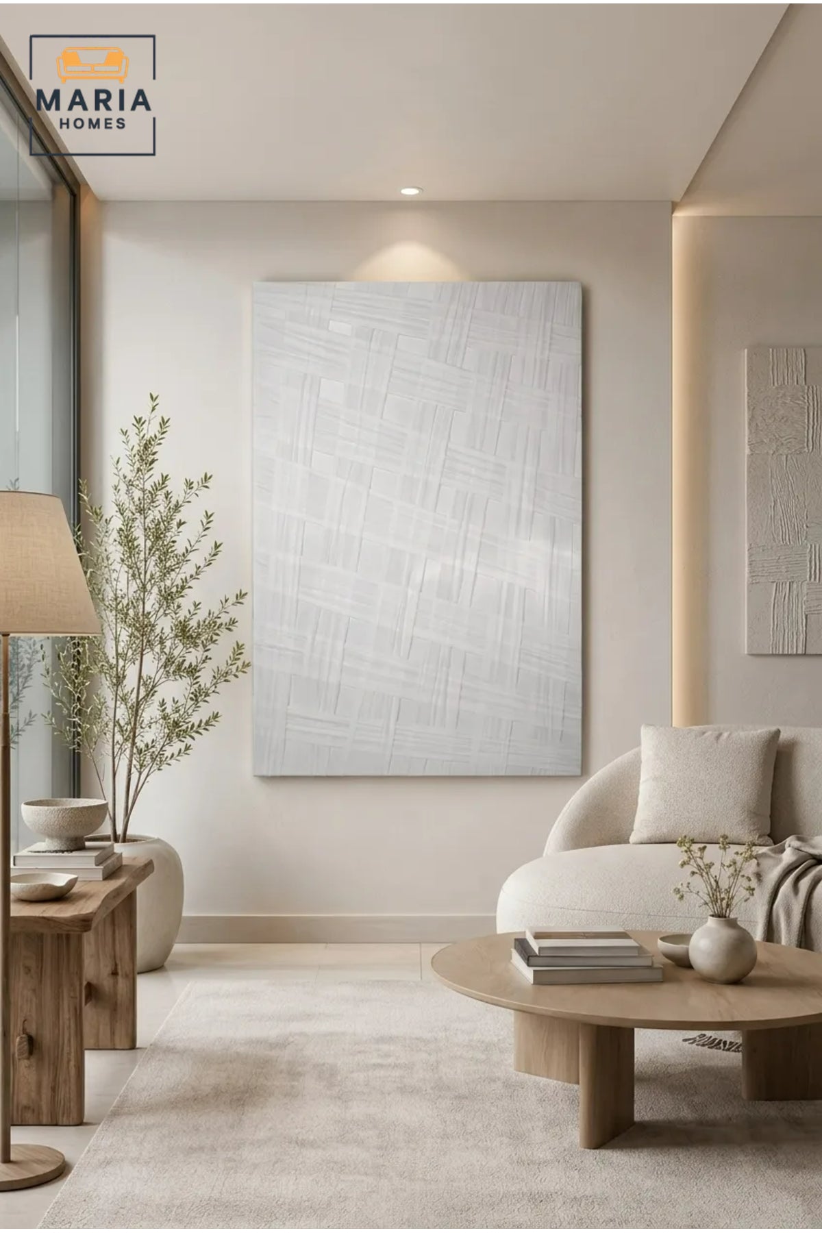 White Woven Grid Textured Wall Art √ê Modern Abstract Relief Decorative Panel