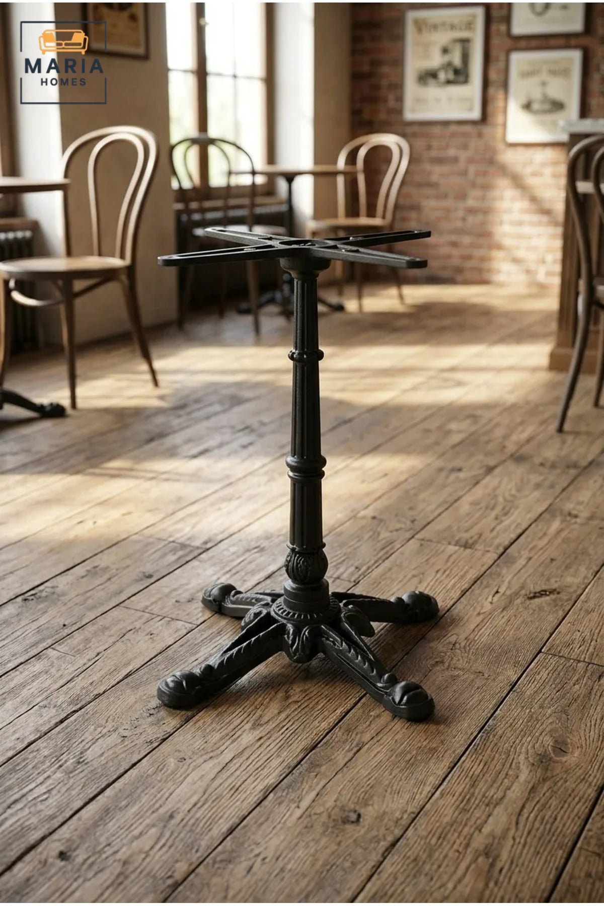 70 cm Ornate Metal Pedestal Table Base with Four-Leg Support and Top Mounting Bracket, Decorative Stand for Café, Bistro and Restaurant Tables