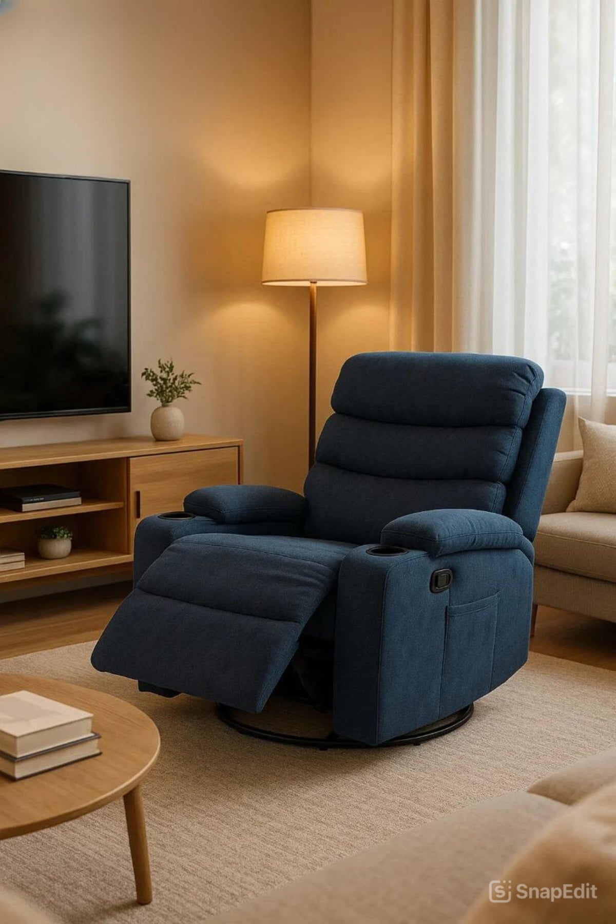 Plush Blue Recliner Chair
