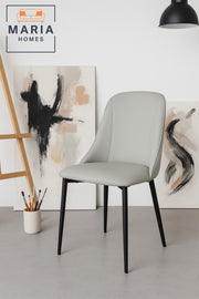 Modern Dining Chair Light Gray Faux Leather with Black Legs