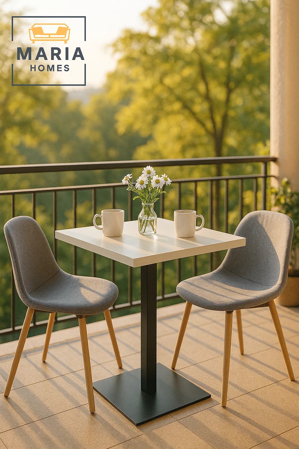 Square Dining Table with Black Metal Base Ð White Marble Finish-size 73*70*70CM