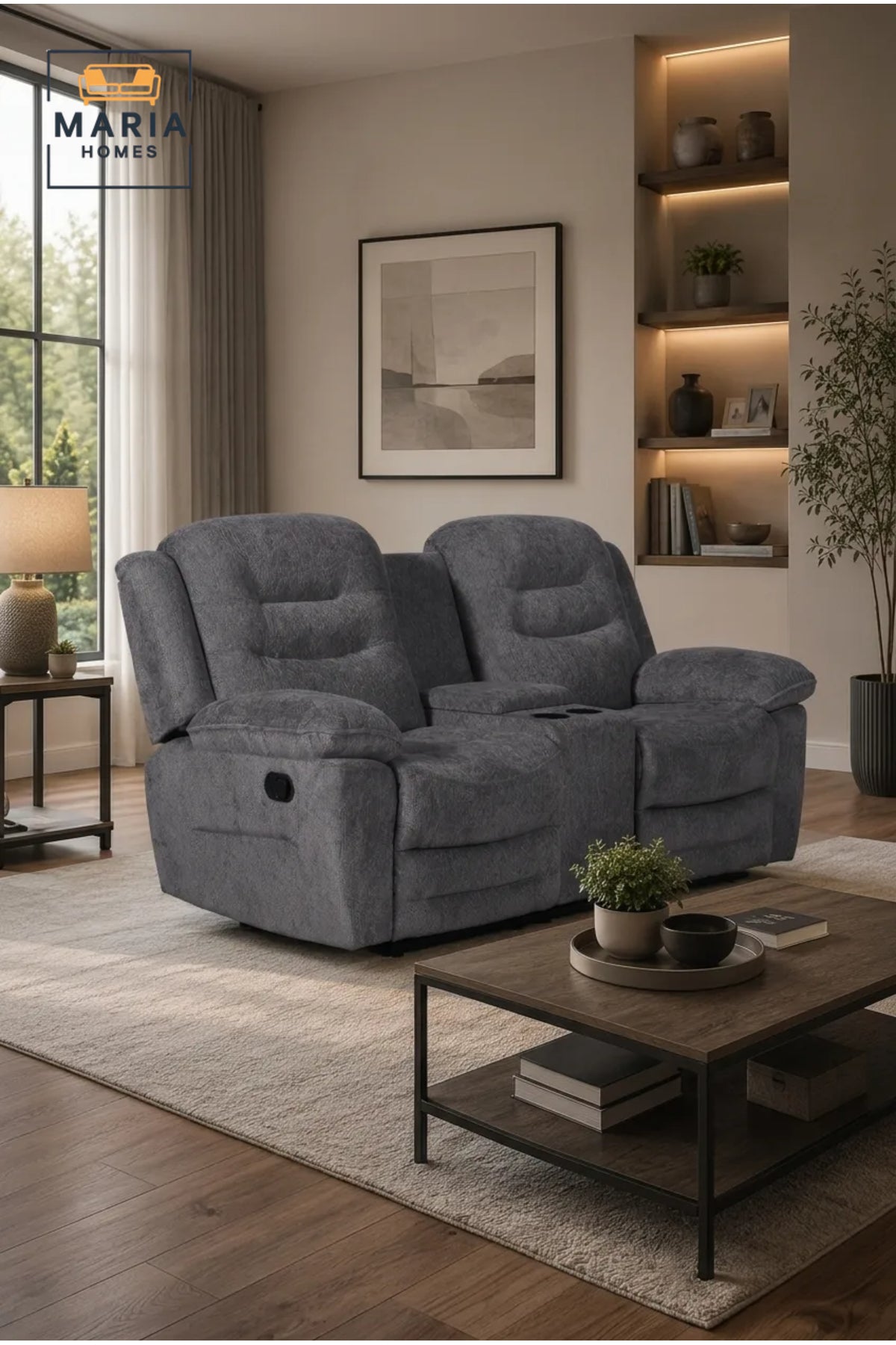 Dual Reclining Loveseat with Storage Console, Cup Holders and Plush Upholstered Seating